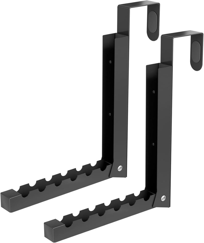 BAKON Over The Door Hanger Folding Clothes Drying Rack, Folding Hanging Coat Rack for Indoor Laundry Room Compact Small Space Foldable Portable Clothing Hanger Hook Collapsible- 2 Pack(Black) - Image 1